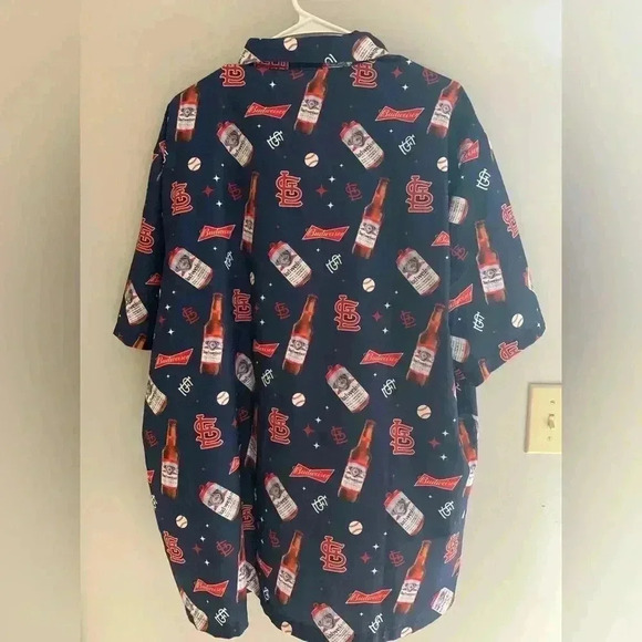 Men’s St. Louis Cardinals Budweiser Baseball Short Sleeve Button Up Shirt SizeXL - Picture 4 of 6